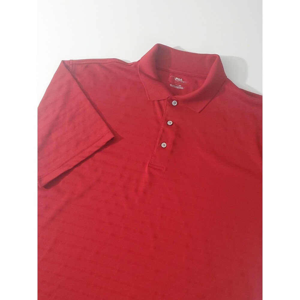 PGA Tour Men's Short Sleeve Polo Shirt, Red, XL